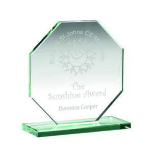 JADE GLASS OCTAGON PLAQUE (10mm THICK) - 4.5in