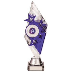 Pizzazz Plastic Trophy Silver & Purple 270mm