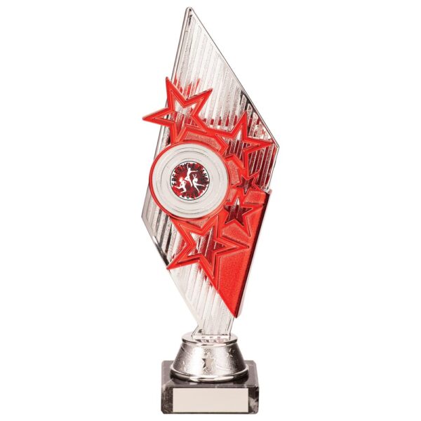 Pizzazz Plastic Trophy Silver & Red 270mm