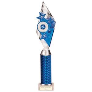Pizzazz Plastic Trophy Silver & Blue 325mm