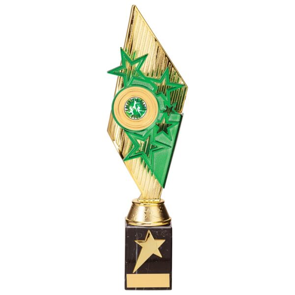 Pizzazz Plastic Trophy Gold & Green 325mm