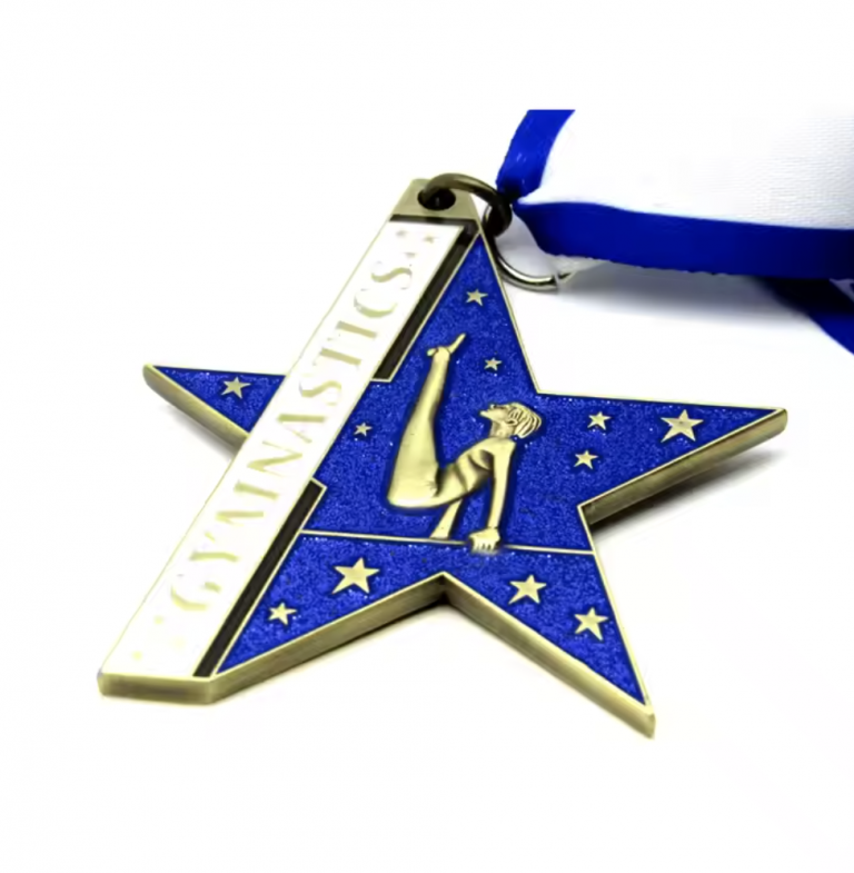 blue star gymnastic custom medal
