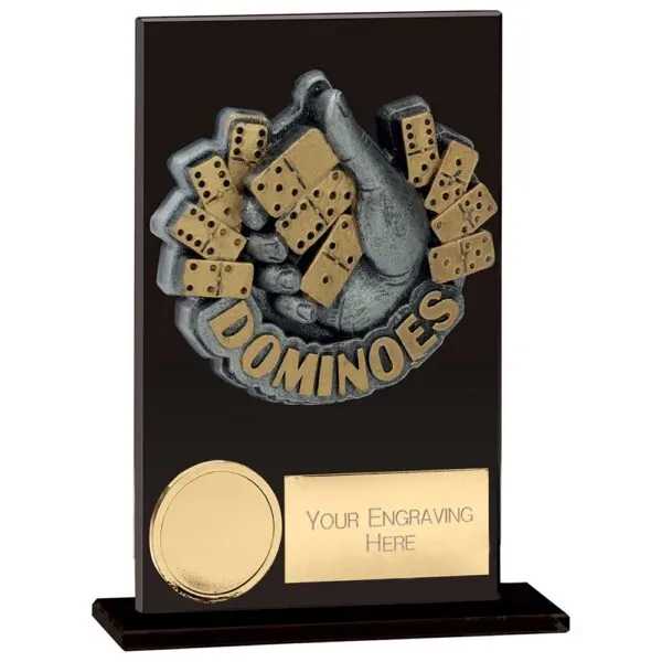 Euphoria Hero Dominoes Glass Award Jet Black 125mm