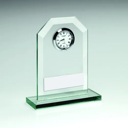 JADE GLASS CLOCK WITH PLATE - 5.25in