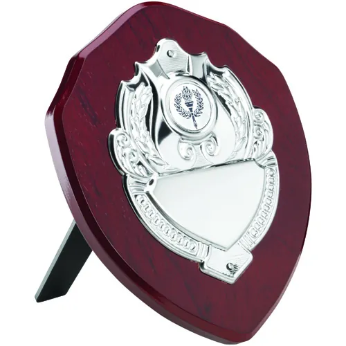 ROSEWOOD SHIELD WITH CHROME FRONT (1in CENTRE) - 5in