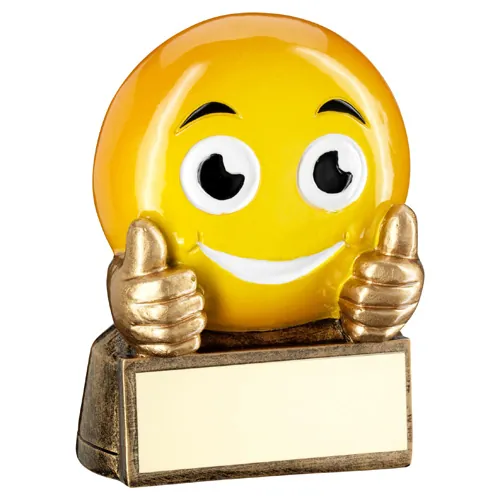 BRZ/YELLOW 'THUMBS UP EMOJI' FIGURE WITH PLATE - 2.75in