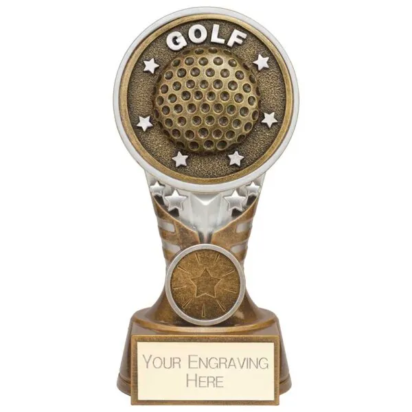 Ikon Tower Golf Award Antique Silver & Gold 150mm