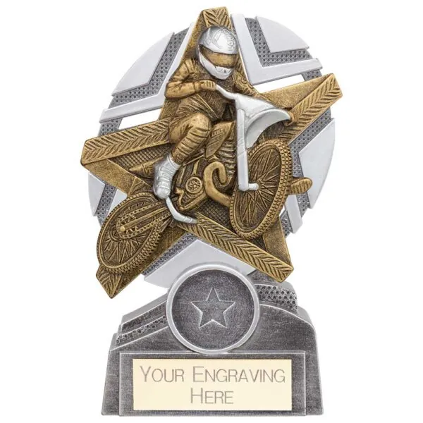 The Stars Motorcross Plaque Award Silver & Gold 130mm