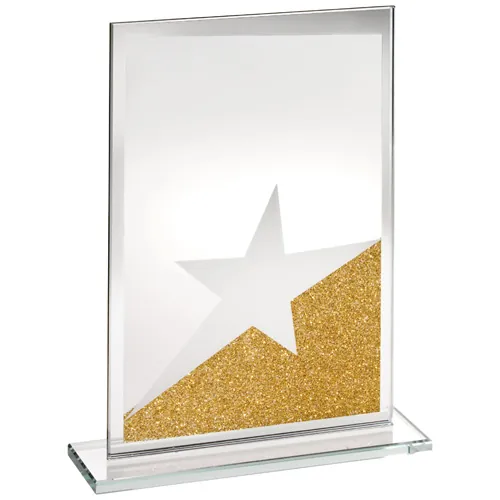 JADE GLASS RECTANGLE PLAQUE WITH GOLD/SILVER GLITTER DETAIL (4mm THICK) - 8in