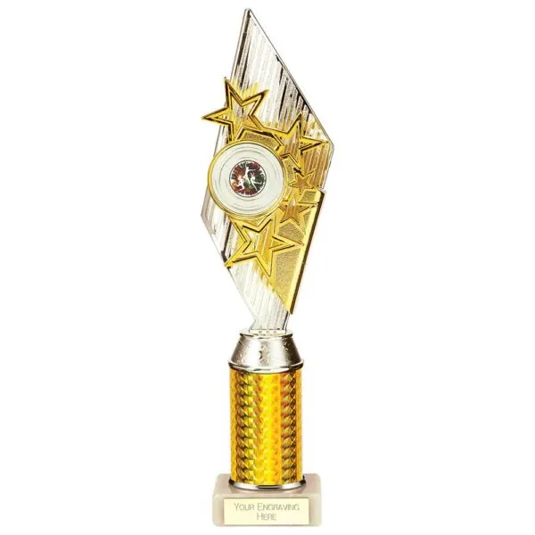 Pizzazz Plastic Tube Trophy Silver & Gold 350mm