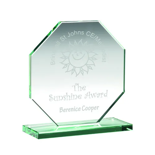 JADE GLASS OCTAGON PLAQUE (10mm THICK) - 4in