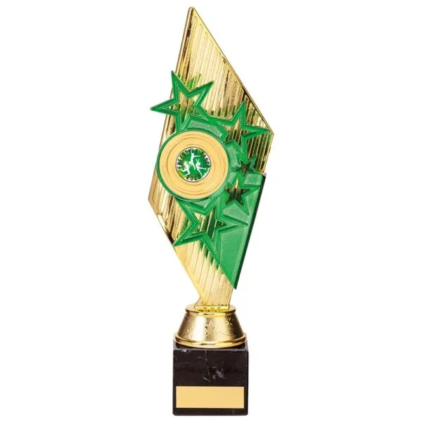 Pizzazz Plastic Trophy Gold & Green 300mm