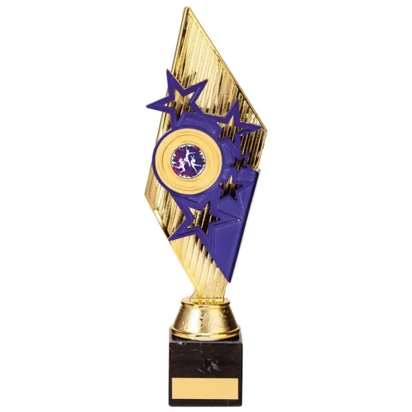 Pizzazz Plastic Trophy Gold & Purple 300mm