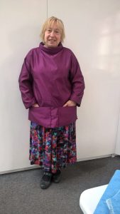 EIleen modelling one of our beautiful handmade Smocks.