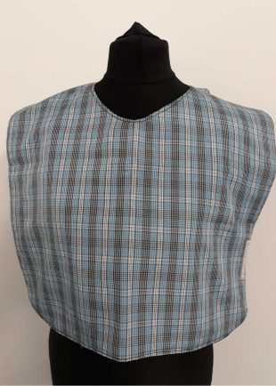 Blue check pattern bib