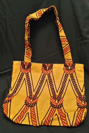 African Fabric Golden Knot Pattern Bag