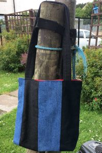 Handmade Up-cycled Denim Bag in Garden