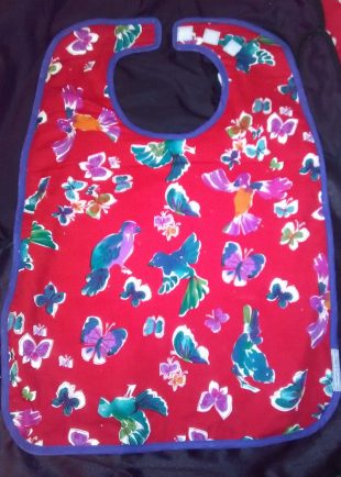 Red Floral and Bird Pattern Bib