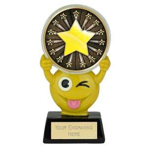 Novelty Emoji Star Yellow Trophy 11cm (4 3/8")