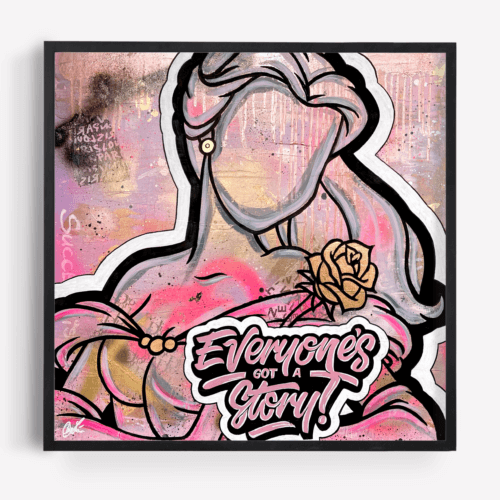 ENCHANTED ROSE – Märchenhaftes Pop-Art-Kunstwerk von Beyond Signature mit luxuriösen Details und einer goldenen Rose