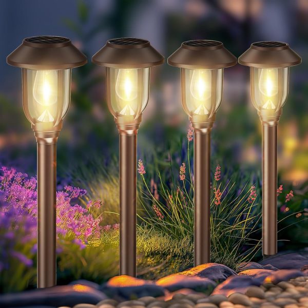 Solar Lights Outdoor, 10 Pack Waterproof Solar Pathway Lights, Auto On/Off Solar Garden Lights for Your Path Garden Landscape Driveway