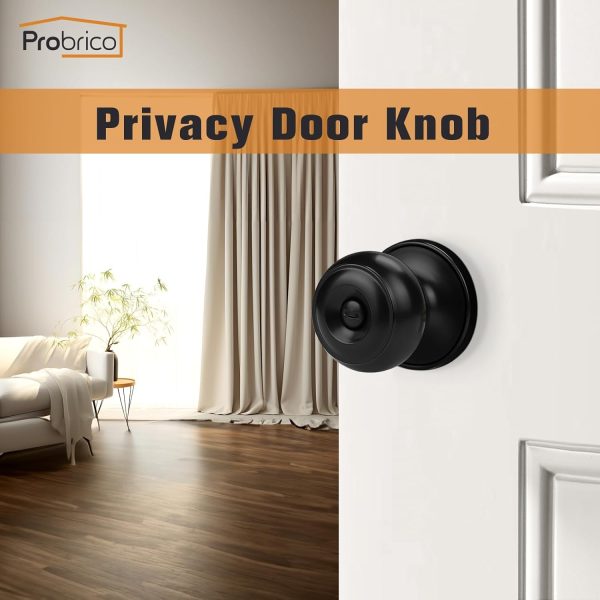 Probrico Privacy Interior Door Knobs Bed and Bath Handles Keyless Sain Nickel Locksets, 6 Pack - Image 43