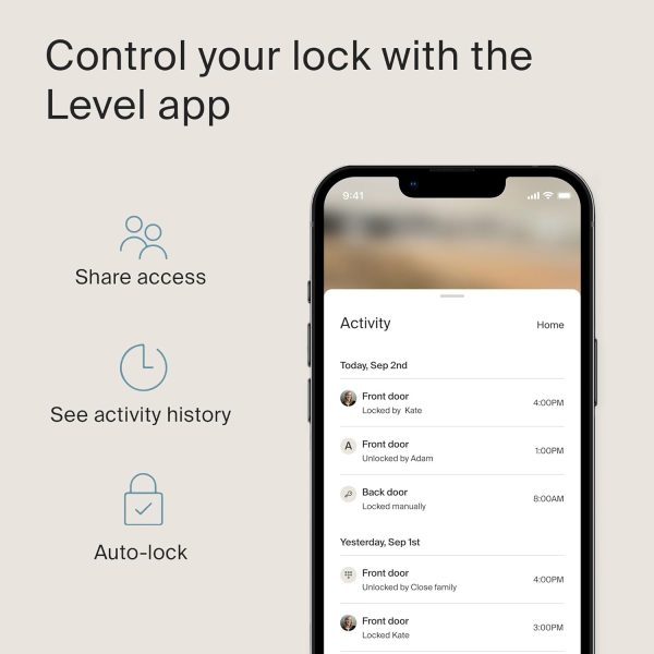 Level Lock+ Smart Lock Plus Apple Home Keys - Smart Deadbolt for Keyless Entry - Includes Key Fobs - Works with iOS, Android, Apple HomeKit (Polished Brass) - Image 7