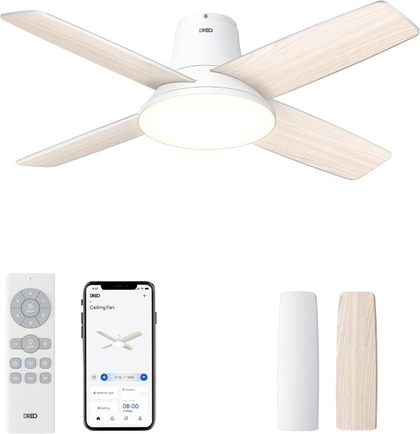 Dreo Smart Ceiling Fans with Lights and Remote, 12 Speeds & 3 Fan Modes, Quiet DC Motor, Easy to Install, Dimmable LED Ceiling Fans with APP/Alexa Control, 12H Timer for Home, Indoor, Silver, 44'' - Image 17