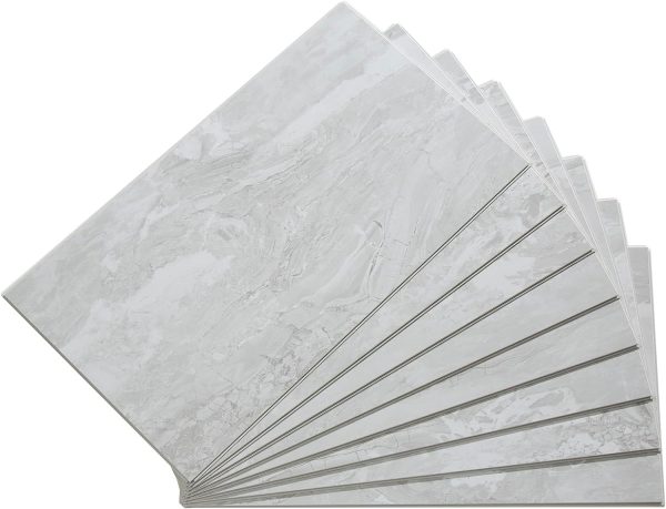 Palisade 22.8" x 7.31" Interlocking Vinyl Waterproof Backsplash Tiles in Carrara Marble - Grout-Free, Easy Install & UV Resistant, Ideal for Kitchen & Bathroom (10 Pack) - Image 201