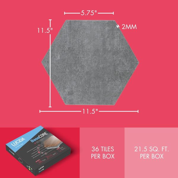 BaseCore HEX Hexagon Vinyl Flooring Black 5.75" DIY Self Adhesive Textured Modern Floor Tile Peel & Stick Tile (36pcs/21.5sqft per case) - Image 74