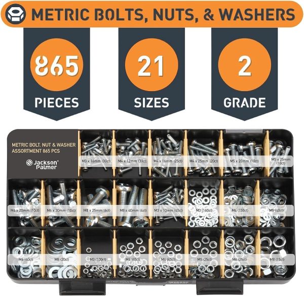 Jackson Palmer 2201 Piece Hardware Assortment Kit with Screws, Nuts, Bolts & Washers (3 Trays) - Image 7