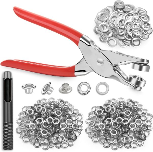 803Pcs Grommet Eyelet Pliers Kit, 1/4 Inch 6mm(Inside Diameter) Grommet Tool Kit with 800 Metal Eyelets with Washers in Gold and Silver, Eyelet Grommet Hand Press kit for Leather/Belt/Shoes/Crafts - Image 21