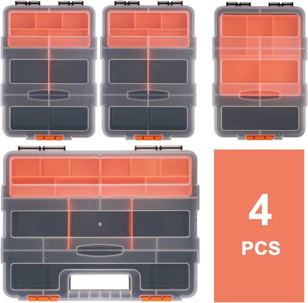 CASOMAN Hardware & Parts Organizers, 4 Piece Set Toolbox, Compartment Small Parts Organizer, Versatile and Durable Storage Tool Box - Image 4