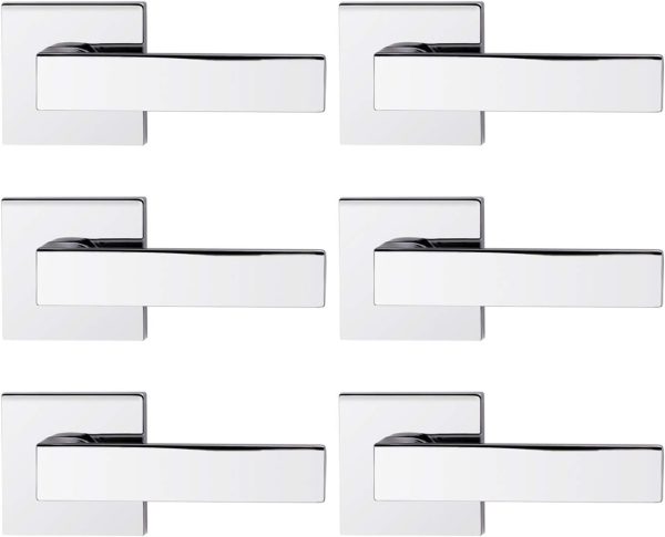 Gobrico Bedroom and Bathroom Locks in Polished Chrome 3 Pack Square Interior Door Locksets Keyless Privacy Levers - Image 25