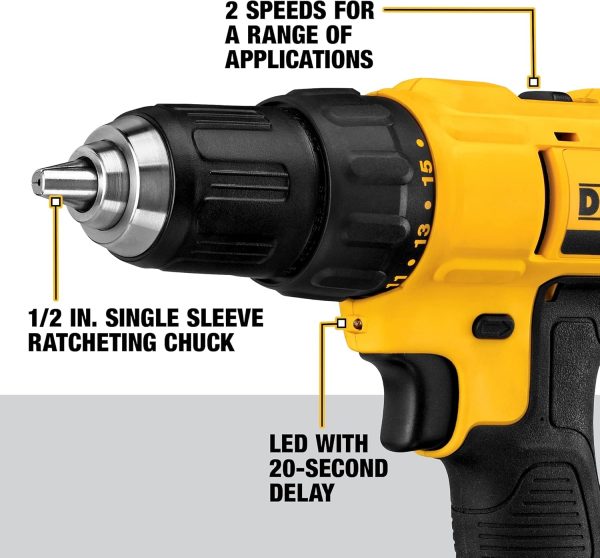 DEWALT 20V Max Cordless Drill/Driver Kit, Includes 2 Batteries and Charger (DCD771C2) - Image 11