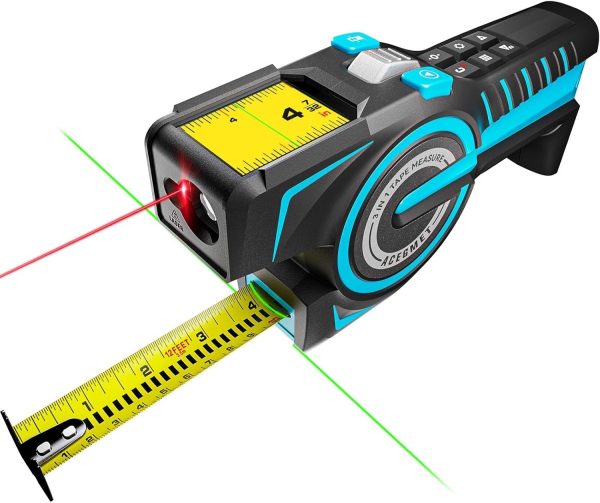 3-in-1 Digital Tape Measure, 330Ft Laser Measurement Tool & Auto Lock Tape with Instant Digital Readout, Extended Laser Line & Incremental Measurement, Replaceable Tape | Swappable Battery | APP Sync