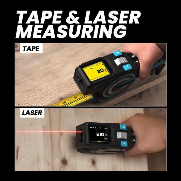 3-in-1 Digital Tape Measure, 330Ft Laser Measurement Tool & Auto Lock Tape with Instant Digital Readout, Extended Laser Line & Incremental Measurement, Replaceable Tape | Swappable Battery | APP Sync - Image 5