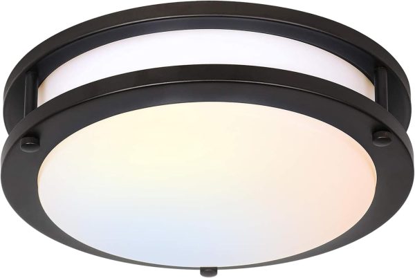 13 inch Flush Mount LED Ceiling Light Fixture, 2700K/3000K/3500K/4000K/5000K Adjustable Ceiling Lights, Oil Rubbed Bronze Saturn Dimmable Lighting for Hallway Bathroom Kitchen or Stairwell, ETL Listed