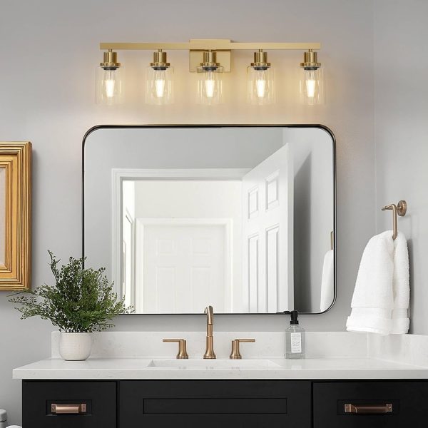 Bathroom Vanity Light, 4-Light Modern Matte Black Wall Sconce Lighting with Clear Glass Shade, Black Wall Lights,Bath Vintage Wall Mounted Lamps for Mirror Bedroom,Living Room - Image 33