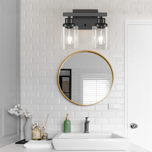 Bathroom Vanity Light, 4-Light Modern Matte Black Wall Sconce Lighting with Clear Glass Shade, Black Wall Lights,Bath Vintage Wall Mounted Lamps for Mirror Bedroom,Living Room - Image 73