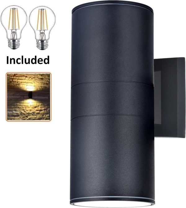 Outdoor Wall Lights Dusk to Dawn Exterior Lighting Fixtures Wall Mount - 2 Light Bulbs Included, Modern Sconces Wall Lighting- Up Down Exterior Outdoor Lights for Porch, Backyard and Patio - Image 18