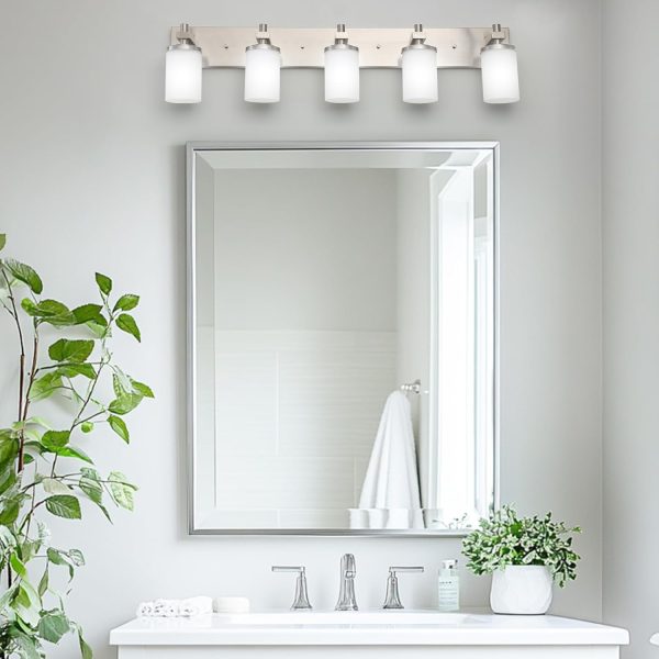 LOUSACE Bathroom Light Fixtures Over Mirror Brushed Nickel, 6 Light Bathroom Vanity Lights, Modern Bathroom Lighting with Opal White Glass Shades, Wall Sconces Fixture Vanity Lighting for Bathroom - Image 38