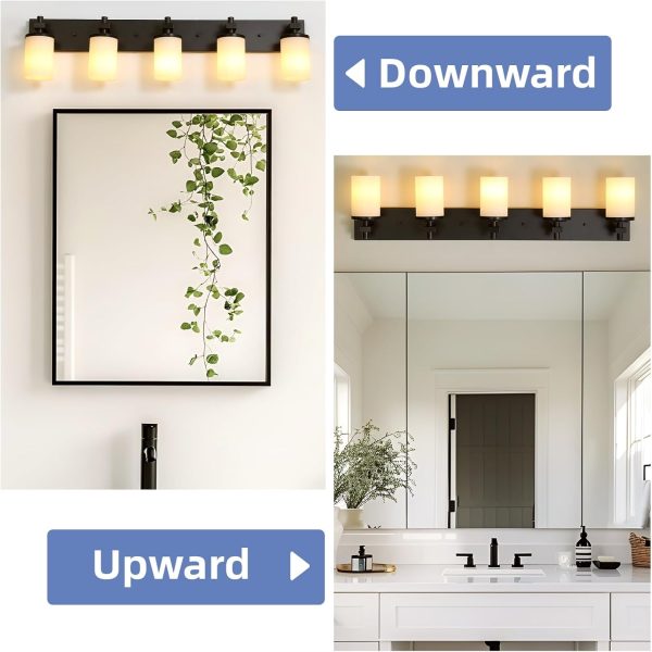 LOUSACE Bathroom Light Fixtures Over Mirror Brushed Nickel, 6 Light Bathroom Vanity Lights, Modern Bathroom Lighting with Opal White Glass Shades, Wall Sconces Fixture Vanity Lighting for Bathroom - Image 57