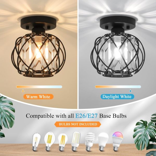 Hallway Ceiling Light fixtures,Flush Mount Ceiling Light Fixture E26 Ceiling Lighting with Crystal Small Chandelier Indoor Lighting for Foyer Entryway Bedroom Bathroom Closet Living Room - Image 7