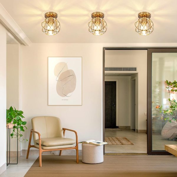 Hallway Ceiling Light fixtures,Flush Mount Ceiling Light Fixture E26 Ceiling Lighting with Crystal Small Chandelier Indoor Lighting for Foyer Entryway Bedroom Bathroom Closet Living Room - Image 47