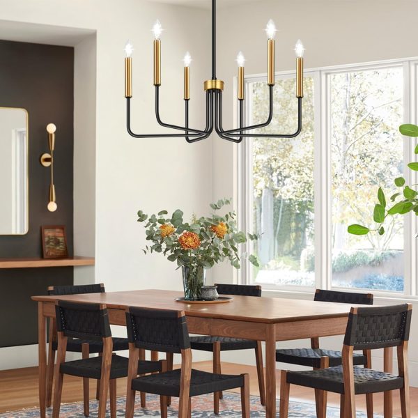 Black Chandelier, 6-Light Farmhouse Chandelier for Dining Room Lighting Fixtures Hanging, Dining Light Fixtures Industrial Modern Chandelier for Bedroom, Foyer, Hall, Kitchen, Living Room and Entryway - Image 32