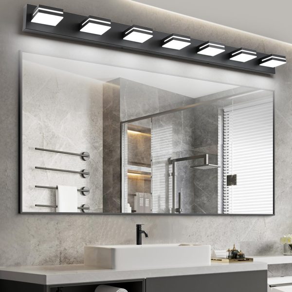 SineRise LED Modern Bathroom Vanity Light Fixtures (3-Light, 24-Inch), Matte Black Modern Acrylic Bathroom Wall Lighting Fixtures Over Mirror (Cool White 6000K) - Image 72