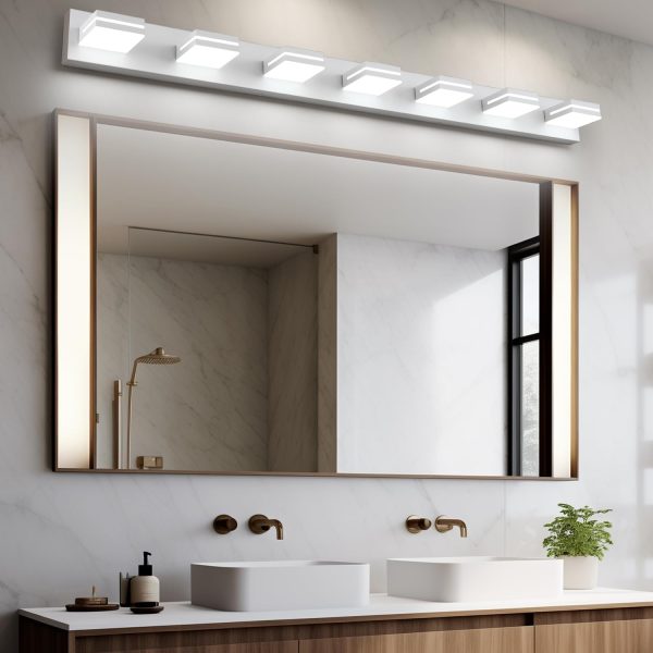 SineRise LED Modern Bathroom Vanity Light Fixtures (3-Light, 24-Inch), Matte Black Modern Acrylic Bathroom Wall Lighting Fixtures Over Mirror (Cool White 6000K) - Image 151