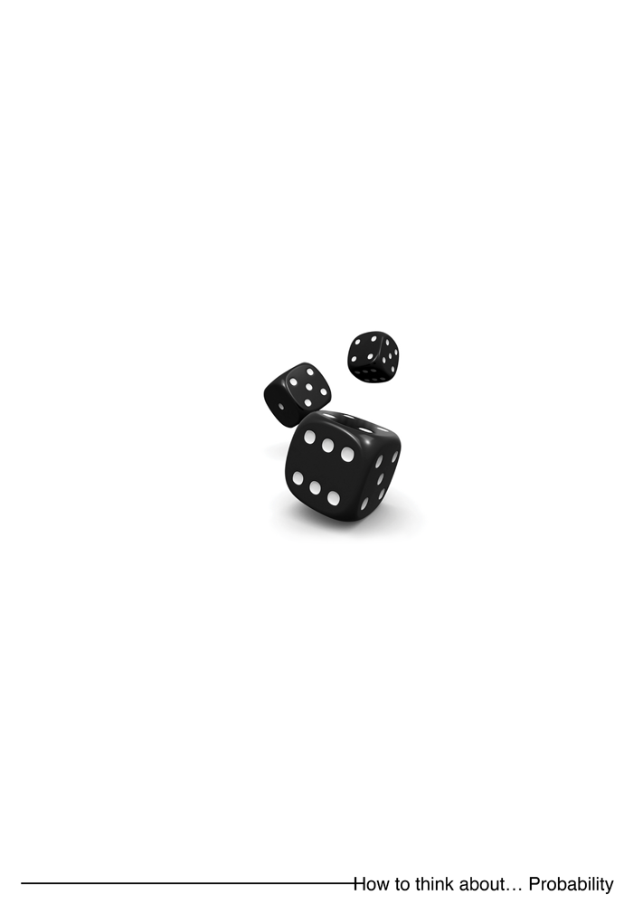 Three black dice in mid-air against a white background, symbolising chance and probability.