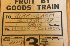 Goods label showing fruit being sent from Bluntinsham to Nottingham, 1924